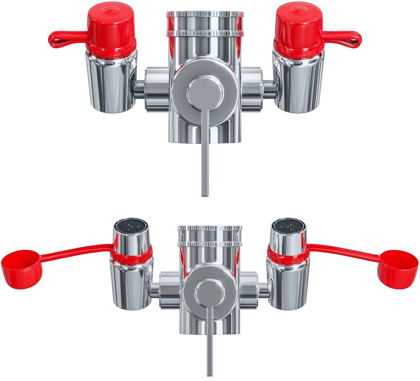 Skywin Eye Wash Kit - Faucet Mounted Emergency Eye Wash Station Sink Attachment - 1x Continuous Flow Eyewash Station,3X Sink Adapters,2X Inspection Tags,1x Emergency Eye Wash Station Sign (2Pack)