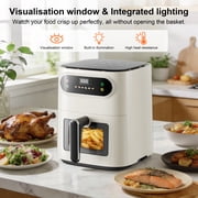 Hicloud 7.5QT Air Fryer, 1600W Multifunction Airfryer with Visible Window, Adjustable Time&Temperature, Nonstick, 85% Less Oil, 100Pcs Liner