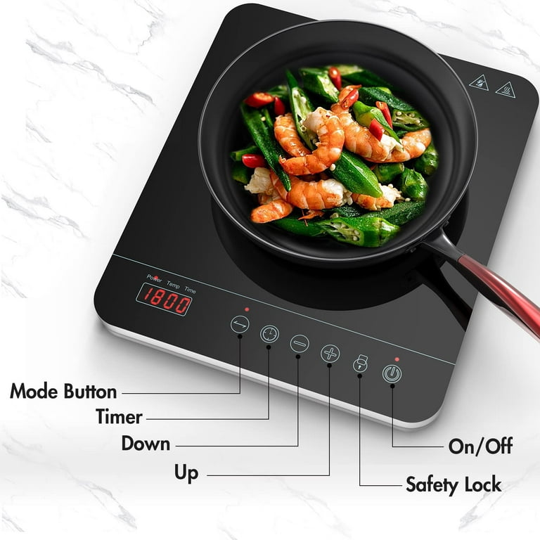 GCP Products GCP-US-563245 Portable Induction Cooktop, Countertop Burner  Induction Hot Plate With Lcd Sensor Touch 1800 Watts, Black 9610Ls