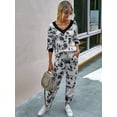 thumbnail image 6 of Women's 2 Piece Leopard Print Long Sleeve Tops and Pants Set Tracksuits, White, Large, 6 of 7