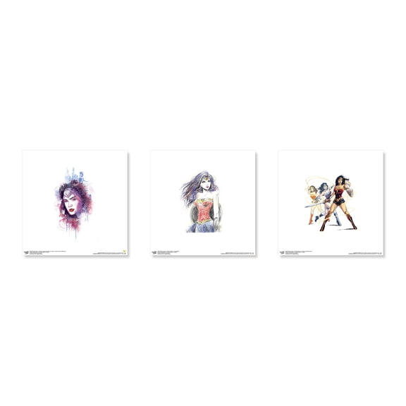 Gallery Pops DC Comics Wonder Woman - Art Wall Art Bundle (3-Pack), Unframed Version, 12" x 12"