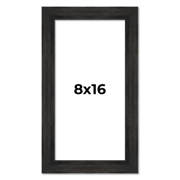 8x16 Frame Black Rustic Barnwood Solid Wood Picture Frame | 1.5 Inch Moulding Width | Includes UV