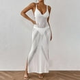 thumbnail image 3 of Oplxuo Crochet Knit Maxi Dress for Women Summer Sexy Halter Plunge Sleeveless Bikini Coverups Sundress for Vacation Beach, 3 of 7