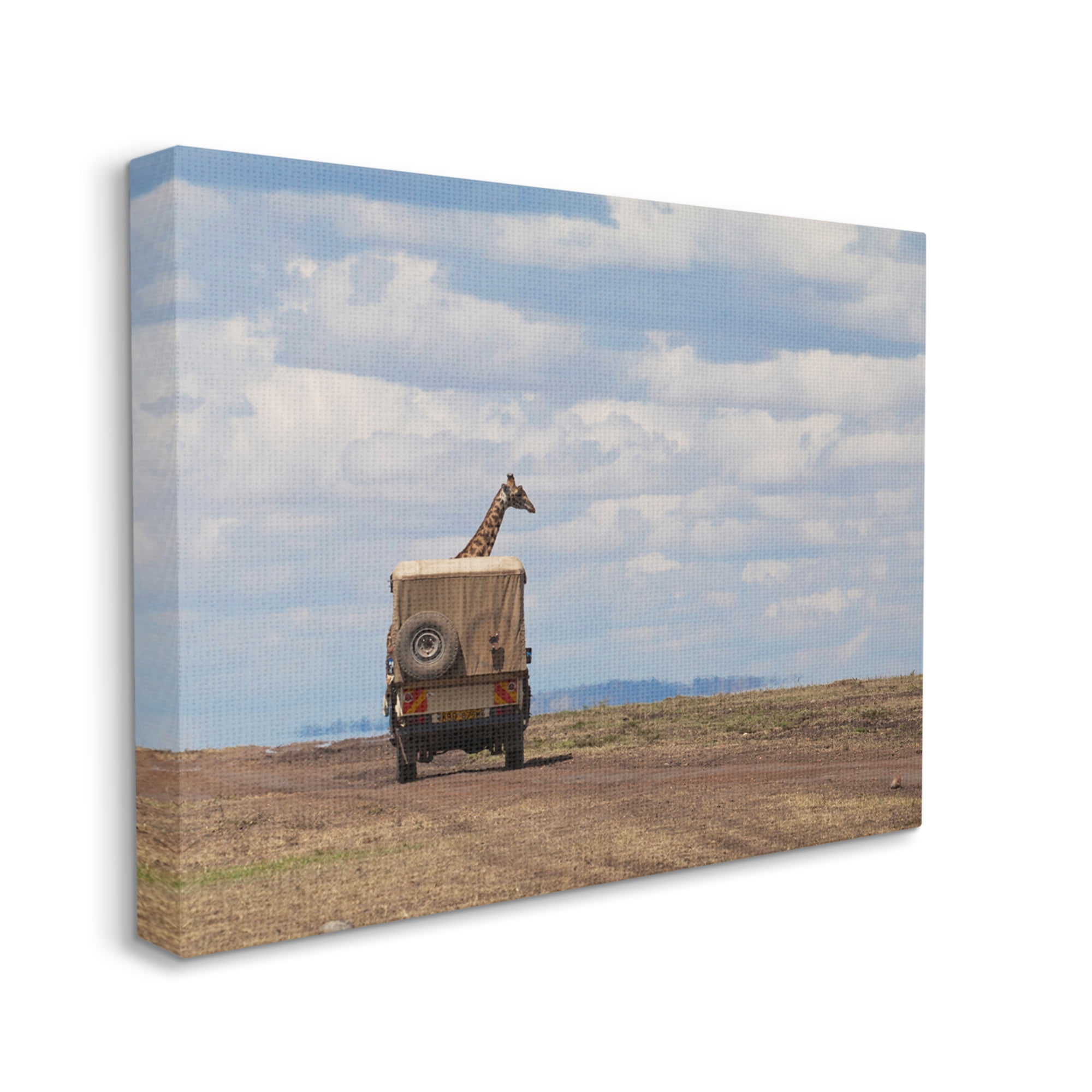 Stupell Industries Giraffe in Safari Vehicle Animals & Insects Photography Gallery Wrapped Canvas Art Print Wall Art, 48 x 36