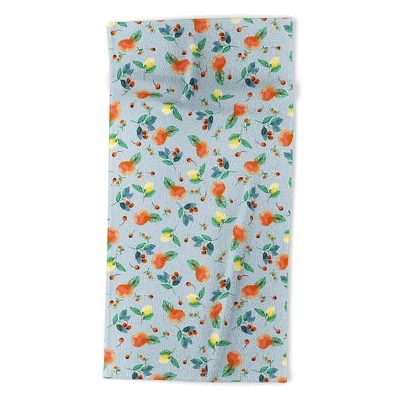 Society6 Ninola Design Citrus fruits Summer Blue Beach Towel
