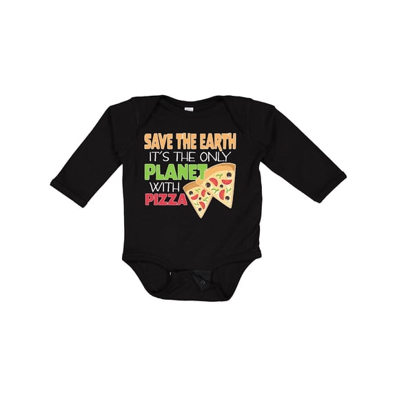 Inktastic Save the Earth. Its the Only Planet with Pizza. Boys or Girls Long Sleeve Baby Bodysuit