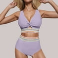 thumbnail image 4 of Traje de baño de moda para mujer, conjuntos de bikini de cintura alta, dos piezas, traje de baño con nudo recortado, traje de baño de nailon para mujer, 4 of 8