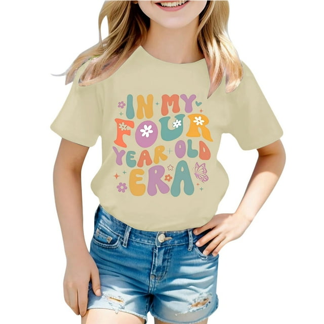 Liyamei T-Shirt Décontracté à Manches Courtes et Col Rond pour Enfants avec Lettres Taille 160