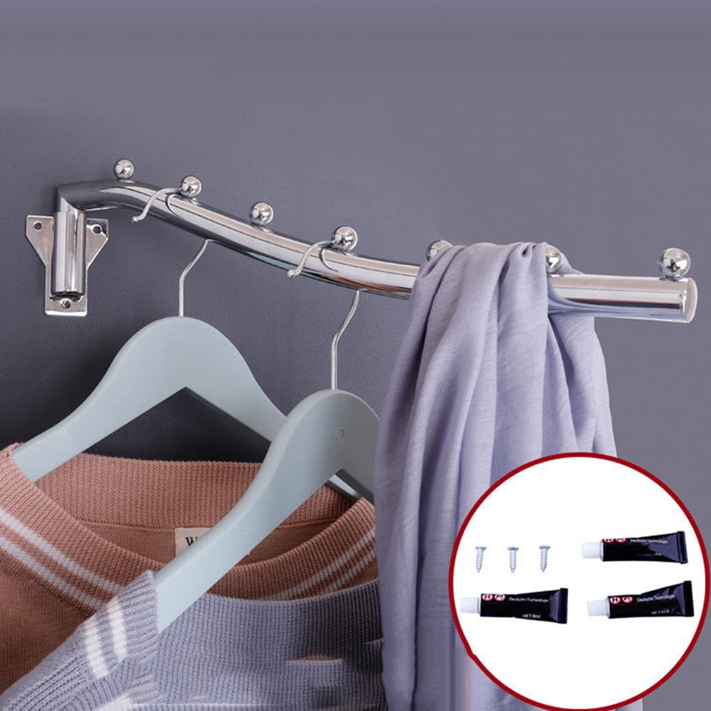 38cm Wall Mount Steel Clothes Hanger Rack Hook WITH Swing Arm Holder for Closet 