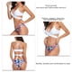 thumbnail image 5 of Traje de baño de dos piezas con abertura floral para mujer, flexible y elegante, blanco, talla MV Conjunto de bikini con lazo en el cuello, 5 of 6