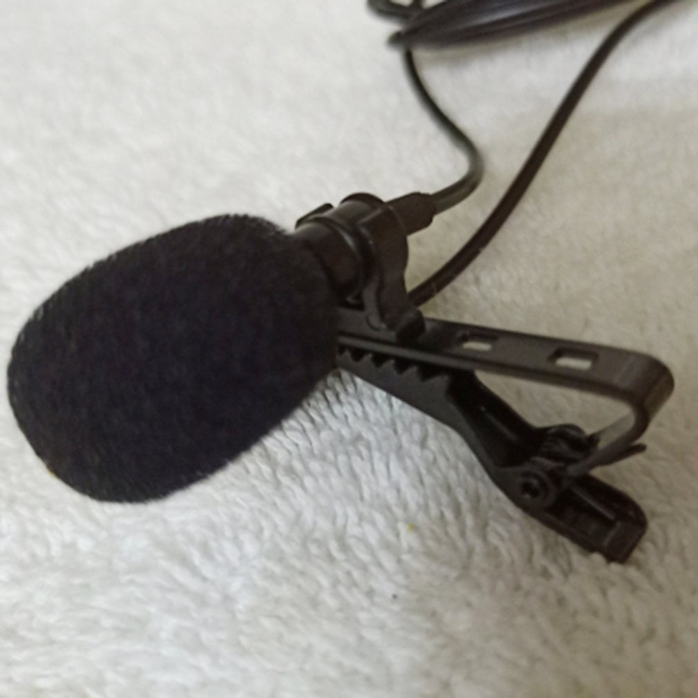 Black JinKai Universal Portable 3.5mm Mini Computer Microphone Lapel Lavalier Clip Mic for Lecture Teaching Conference Guide Studio