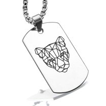 Stainless Steel Geometric Polygon Puma Animal Dog Tag Pendant Necklace