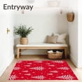 thumbnail image 3 of ODIKA 5'x7' Machine Washable Non-Slip Area Rug, Enchanted Winter Forest Scene with Stylized Trees and Falling Snow Motifs High Traffic Rug with Pad, Red, 611548, 3 of 8