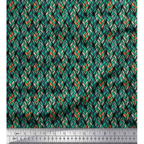 Soimoi Cotton Duck Fabric Leaves Small Decor Fabric Printed Yard 42 Inch Wide