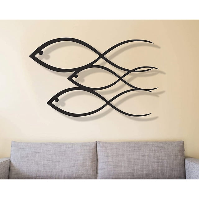 Metal Wall Decor - Fish Family - Metal Wall Decor Home Office Decor Bedroom Livi