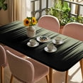 thumbnail image 3 of Sage Green Black Ombre Table Cloths for 6 Foot Rectangle Tables, Modern Abstract Striped Gradient Patio Waterproof Elastic Fitted Tablecloths, Washable Rectangular Table Cover for Camping, 3 of 8