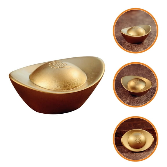 MEIBUTYUP Wealth Ingot Chinese Charm Golden Brass Ingot Ornament Unique and Creative