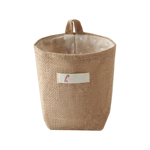 Qholemyo Washable Cotton Linen Wall Hanging Basket Baskets For Organizing Kitchen Bathroom Sundry Storage Basket