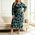 thumbnail image 2 of ZHYou Plus Size Midi Dresses for Women Floral Printed Long Sleeve Round Neck Loose Casual Nightgown Loungewear Sleep Dresses,Multicolor,Size 2XL, 2 of 7