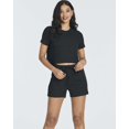 thumbnail image 2 of Real Essentials 2 Pack:Women's Soft Ribbed Knit Crop Top & Short Matching Lounge Set - 4 Piece Summer Sweatsuit, 2 of 6
