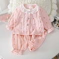 thumbnail image 2 of Swuxness Toddler Girls Loungewear 2 Piece Outfits Casual Crew Neck Long Sleeve Shirts Long Pants Suits, 2 of 5