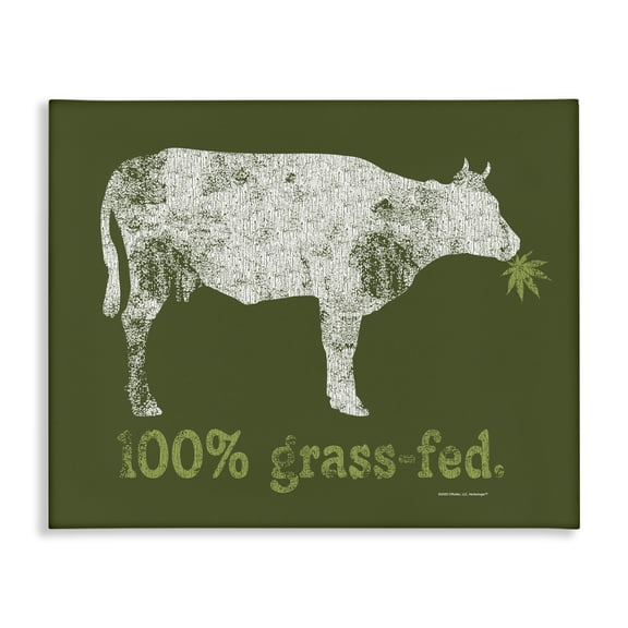 Stupell Industries Grass Fed Cow Animals Painting Wrapped Canvas Art Print Wall Art, 20 x 16