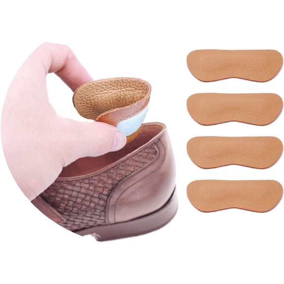 Leather Heel Grips Liner Cushion Inserts for Shoes Too Big.Heel Pads for Heel Pain.Improved Shoe Fit and Comfort.8 Pairs Khaki 0.35 inch Thick