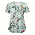 thumbnail image 4 of Blusas de Navidad para mujer, con bolsillos, de manga corta, con cuello en V, estampadas, para lactancia, tallas grandes, S-5XL, para verano, 4 of 5