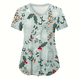 thumbnail image 4 of Blusas de Navidad para mujer, con bolsillos, de manga corta, con cuello en V, estampadas, para lactancia, tallas grandes, S-5XL, para verano, 4 of 5