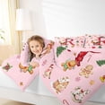 thumbnail image 6 of Manfei Girly Pink Christmas Full Size Comforter Sets for Kids, Cartoon Monogrammed R Bedding Comforter Set, Kawaii Santa Claus Reversible Bedding Sets, Luxury Bedroom Decor, 3-Piece, 6 of 9