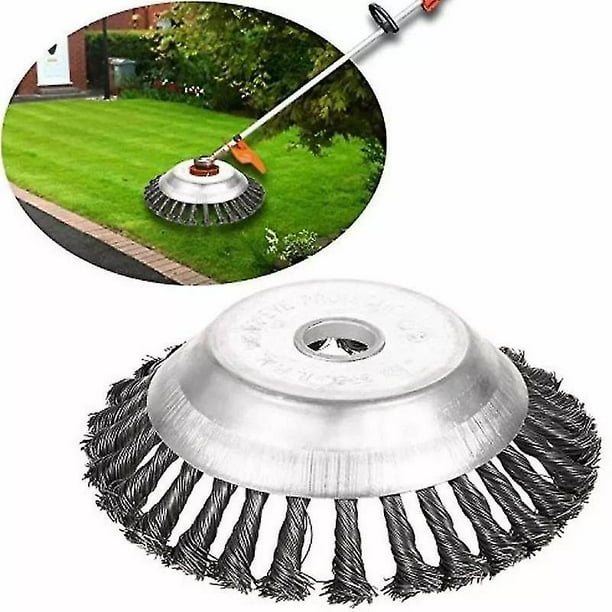 Wire brush for electric strimmer outlet