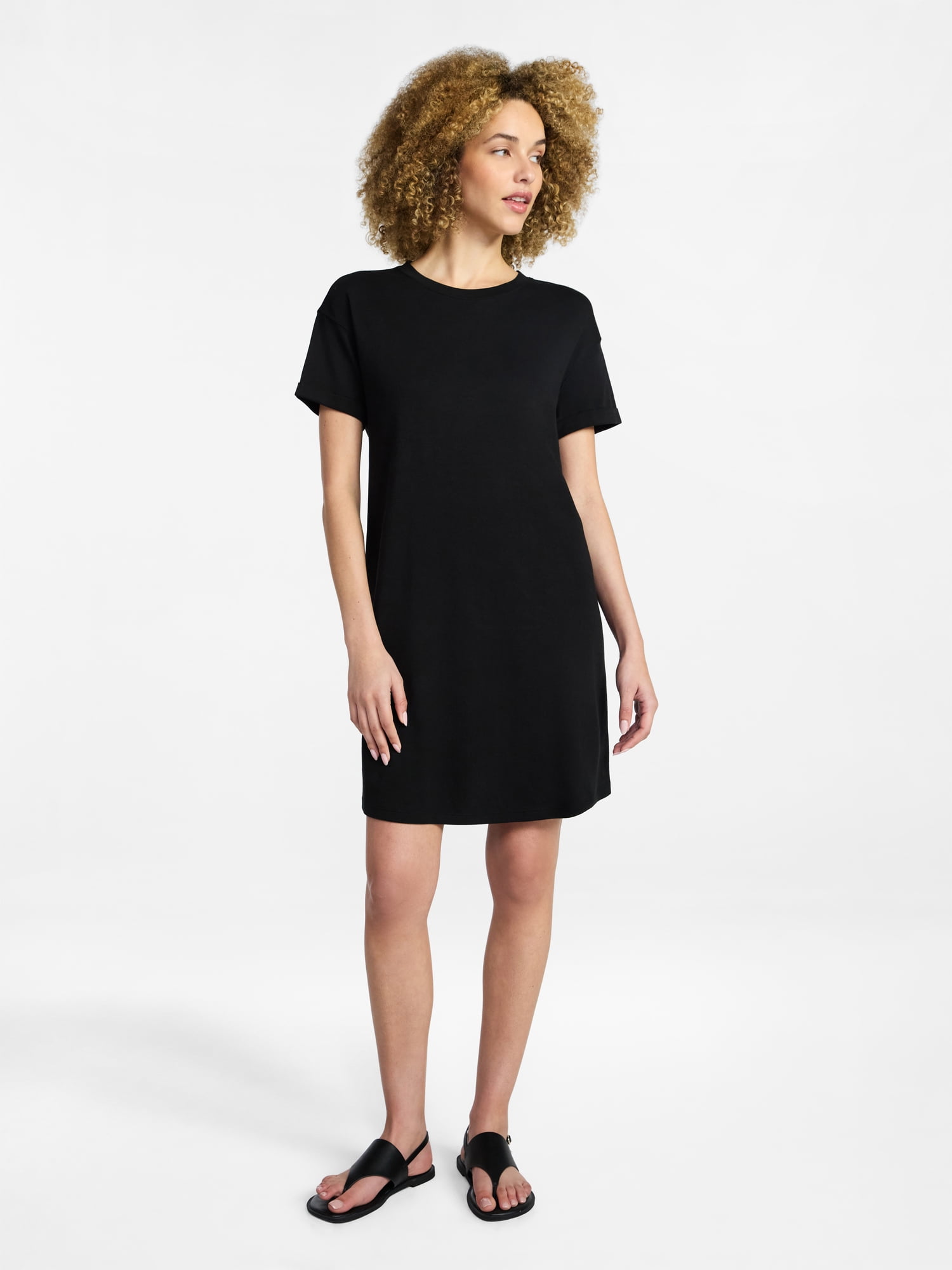 Time and Tru Women's Cotton T-Shirt Dress with Short Sleeves, Sizes XS-XXXL