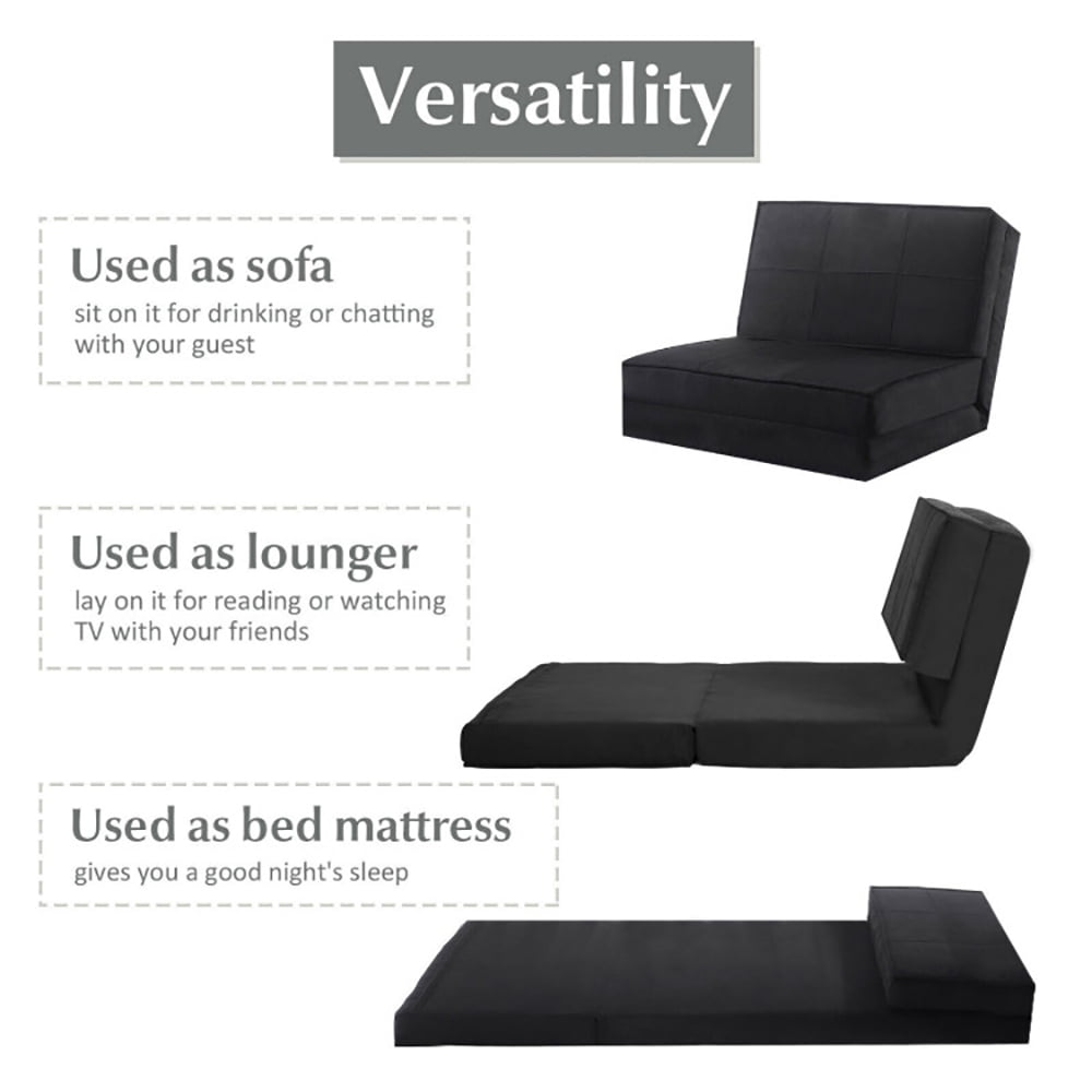 Finihen Convertible Sleeper Bed, Folding Sleeper Chair Sofa Bed, Convertible Lounger Folding Sofa Sleeper Bed, for Living Room, Bedroom, Apartment, Black Finihen Convertible Sleeper Bed, Folding Sleeper Chair Sofa Bed, Convertible Lounger Folding Sofa Sleeper Bed, for Living Room, Bedroom, Apartment, Black