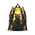 thumbnail image 3 of Daiia Tree Meditating Raccoon Vintage Canvas Backpack for Men and Women ,Hiking Backpack,Travel Laptop Bag for School,Large Capacity Backpack-Medium, 3 of 8