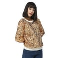 thumbnail image 2 of Women's Plus Size Round Neck Sequin Casual Sweatshirt, Gold, Medium, 2 of 6