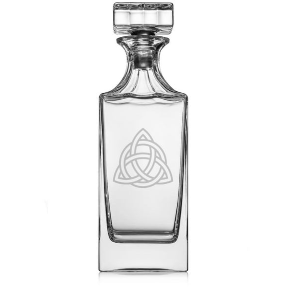 30 oz Glass Whiskey Decanter with Glass Stopper Gift Triquetra Symbol Celtic Knot