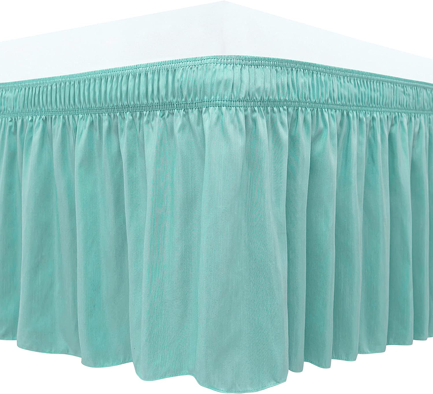 Elastic Wrap Around Bed Skirt Dust Ruffled 15" Drop Wrinkle Resistant Easy Fit 