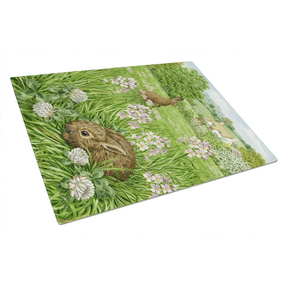 Carolines Treasures ASA2026LCB Leveret and Momma Rabbit Glass Cutting Board Large , 12H x 16W, multicolor