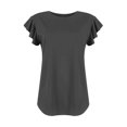 thumbnail image 6 of Plus-Size-Summer-Tops for Women Women's Fashion Round Neck Ruffle Short Sleeve Solid Color Casual T-Shirt, 6 of 9