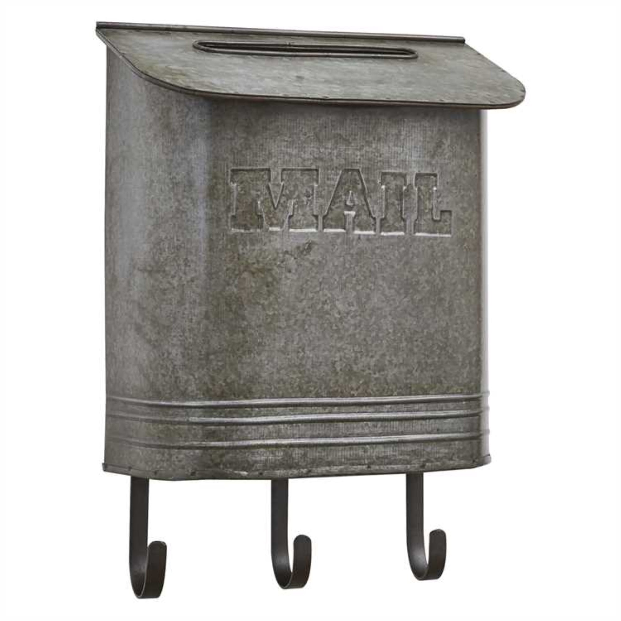 GALVANIZED MAILBOX WITH HOOKS
