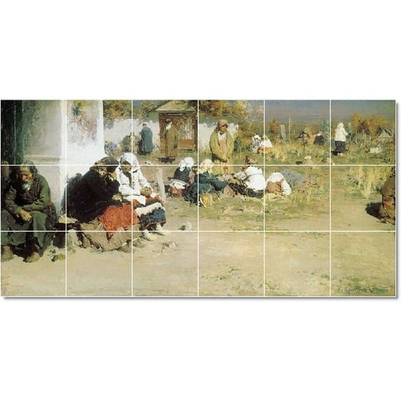 Ceramic Tile Mural-Abram Arkhipov Waterfront Painting 1. 21.25" w x 17" h using (20) 4.25 x 4.25 ceramic tiles
