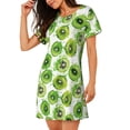 thumbnail image 2 of Yiaed Green Kiwi Print Women's Loose-Fit Short Sleeve Nightgown, Soft and Comfortable Sleep Dress for Relaxation and Sleepwear, 2 of 6
