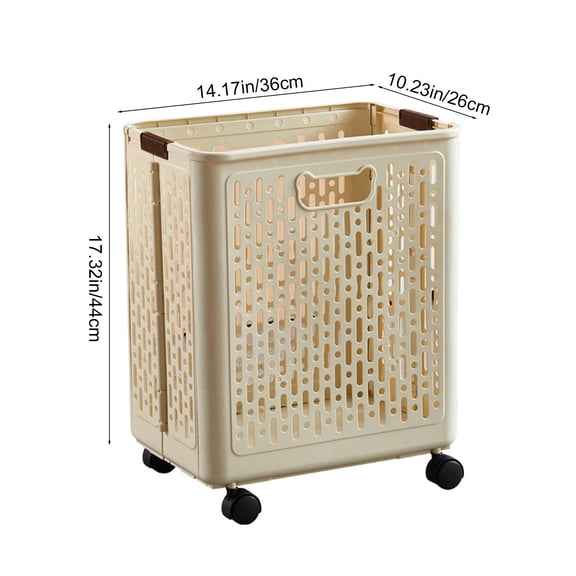 Oioii Foldable Laundry Basket with Wheels & Handle, Multi-Functional Portable Dirty Clothes Hamper, Collapsible Toy Storage Basket for Home, Bedroom and Bathroom,White