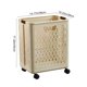 thumbnail image 2 of Cesta plegable de la ropa sucia con ruedas - Cesta portátil para ropa y almacenamiento para juguetes - Plástico blanco/beige - 18,11x15,16x11,22 pulgadas, 2 of 7