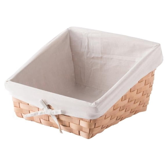 7.5 x 12 x 12 in. Wooden Angled Display Basket with Fabric Liner for Storage & Display, Brown