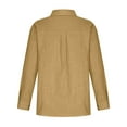 thumbnail image 5 of FAVIPT Women's Button Down Shirts Fall Cotton Linen Collared Blouses Long Sleeve Solid Business Work Tops with Pocket 2024 Khaki 5XL, 5 of 8