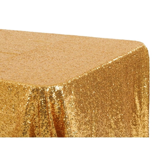 1 Pc, Glitz Sequin 90"X132" Rectangular Tablecloth - Gold For Wedding Ceremonies & Receptions, Bridal Showers, Baby Showers, Quinceaneras, Anniversary Parties, Or Special Event