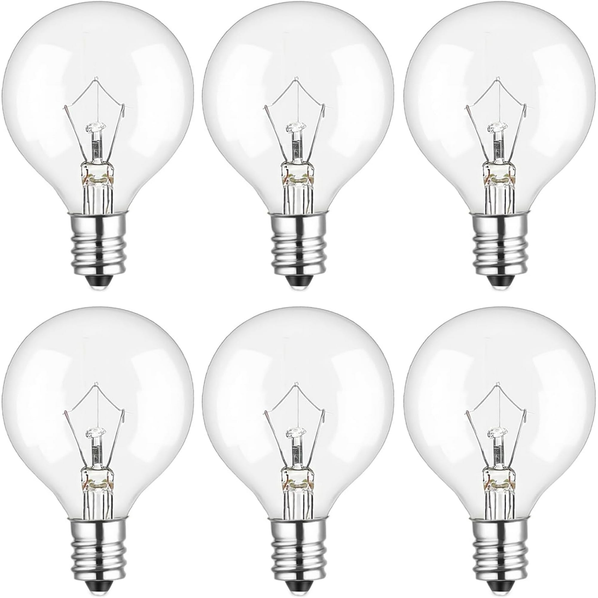 25 Watt Wax Warmer Bulbs, Light Bulbs for Full Size Scentsy Warmer, 6 Packs E12 Base Type G Bulb, Dimmable, Warm White, 120V G50 Bulbs for Candle Lamp