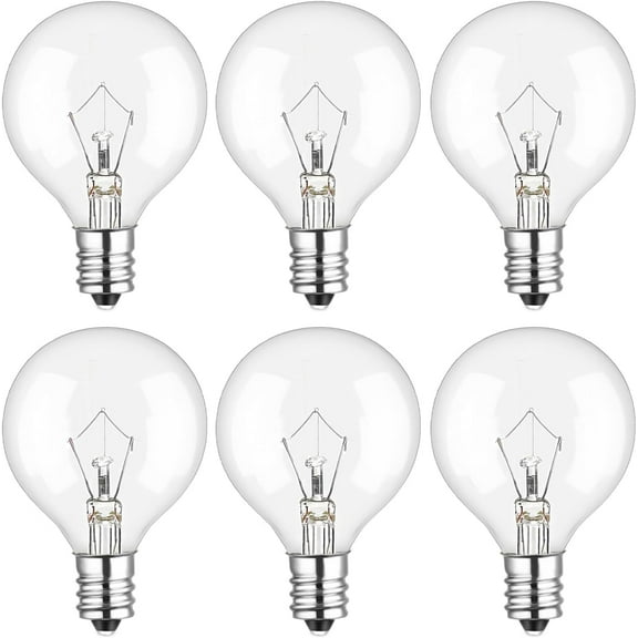 25 Watt Wax Warmer Bulbs, Light Bulbs for Full Size Scentsy Warmer, 6 Packs E12 Base Type G Bulb, Dimmable, Warm White, 120V G50 Bulbs for Candle Lamp