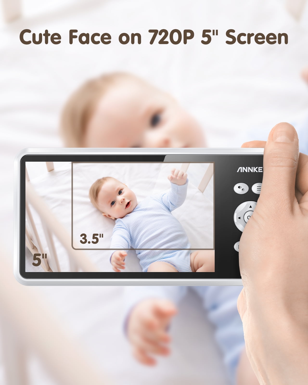 ANNKE 1080p 5" HD Video Baby Monitor with Camera, 355° Pan & 55° Tilt, 2X Zoom,  Voice & Motion & Temperature Detection, Feeding Reminder, Privacy Protection, 4000mAh Battery